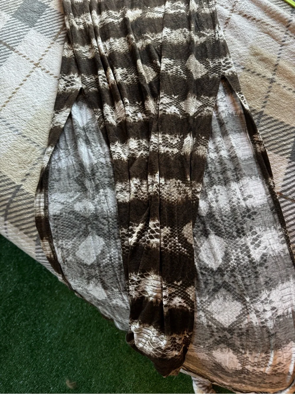Michael Kors Brown and White Striped Maxi Skirt